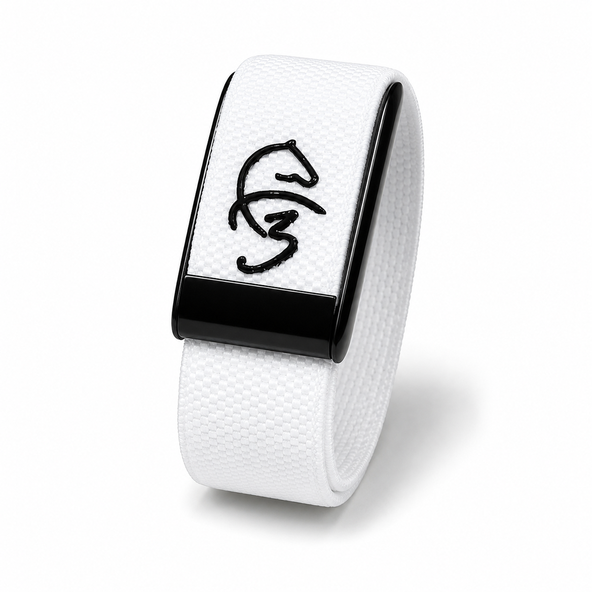 F3 White rubber Whoop 5.0 strap with motorsport-inspired print
