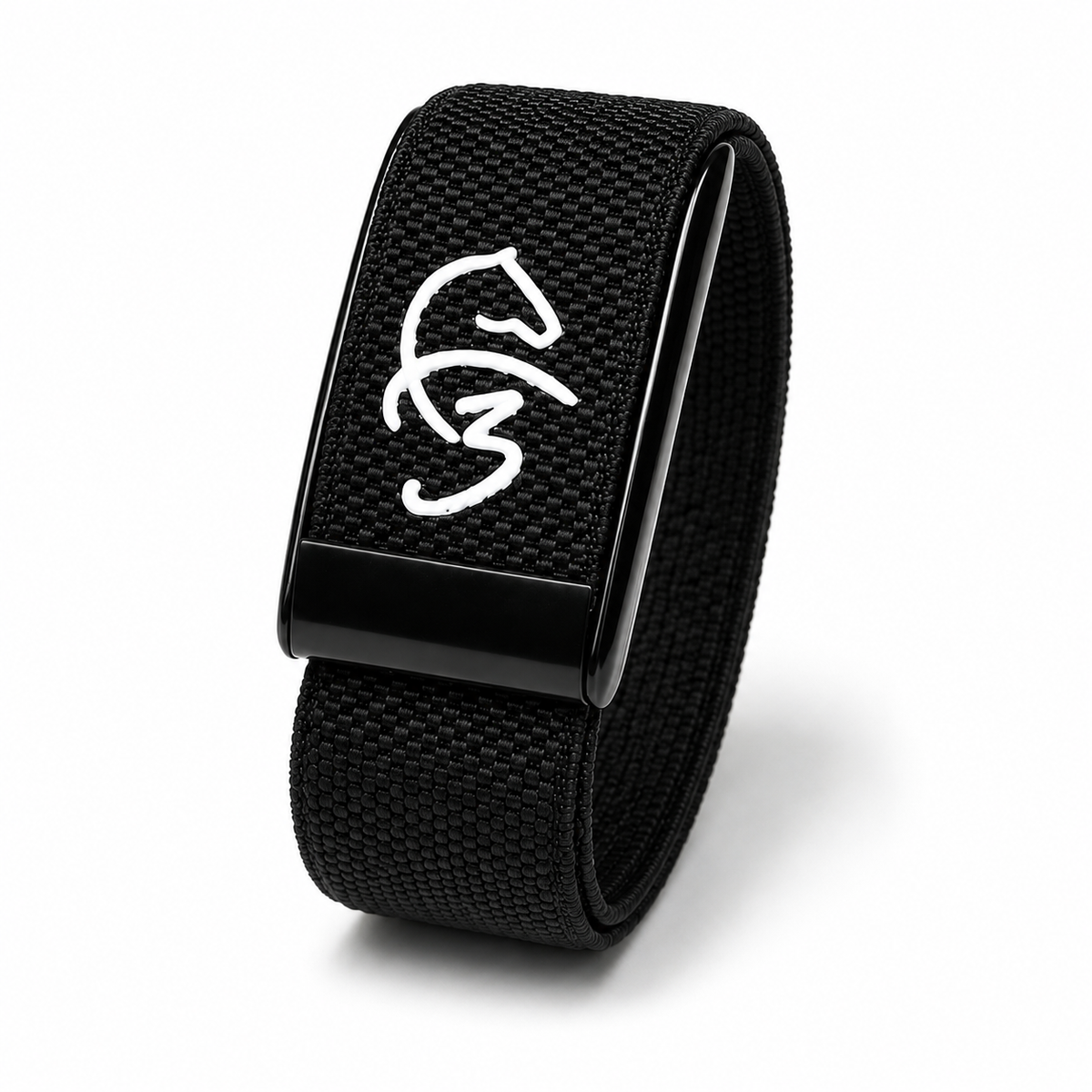 F3 Black rubber Whoop 5.0 strap with motorsport-inspired print